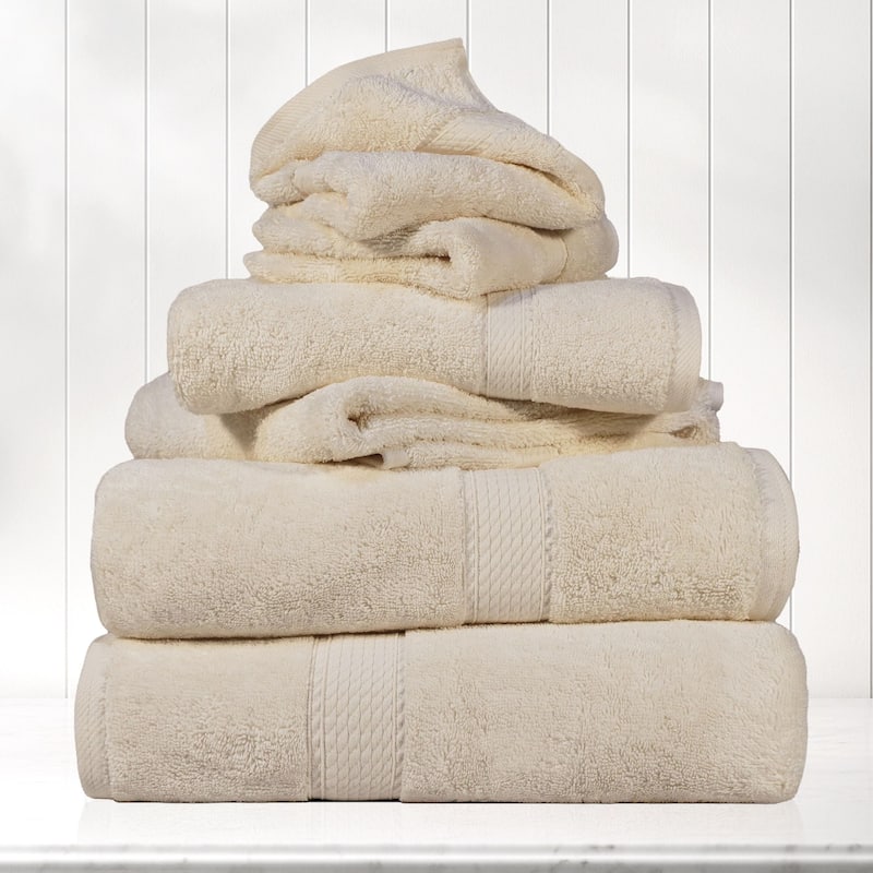 Blue Nile Mills Luxury 6-Piece Egyptian Cotton Towel Set, Thick Absorbent Bathroom Towels