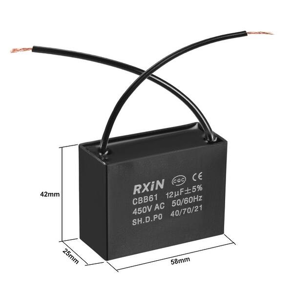 Shop Cbb61 Run Capacitor 450v Ac 12uf 2 Wires Metallized
