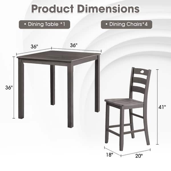 Farmhouse Gray Solid Wood 5-piece Counter Height Dining Table Set - Bed ...