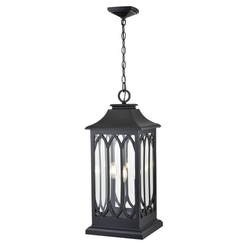 Mallorey 3-Light Outdoor Hanging Lantern Powder Coated Black - Powder Coated Black