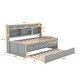preview thumbnail 4 of 24, Twin Size Wooden Captain Bed with Built-in Bookshelves, Trundle and 3-Storage Drawers, Space-Saving Design, Light Grey