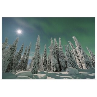 Shop Northern Lights And Full Moon Nordoesterbotten Suomi Finland Poster Print Free Shipping On Orders Over 45 Overstock 16447443