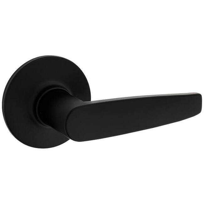 Kwikset Winston Passage Door Lever Set with Round Rose from the - Matte Black