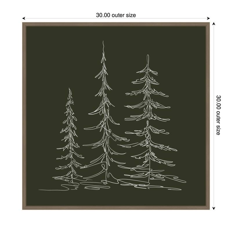 Kate and Laurel Sylvie Framed Canvas Minimalist Evergreen Trees Sketch Green by The Creative Bunch Studio