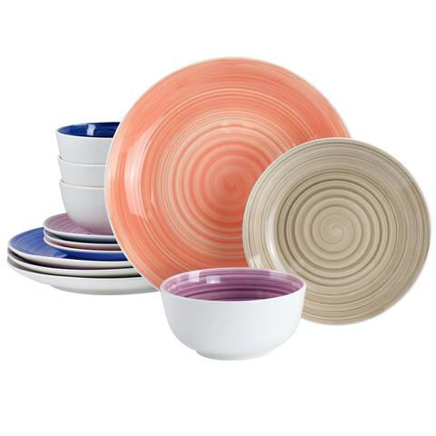 Gibson Home Color Vibes Fine Ceramic 12 Piece Dinnerware Set - 12 Piece Set