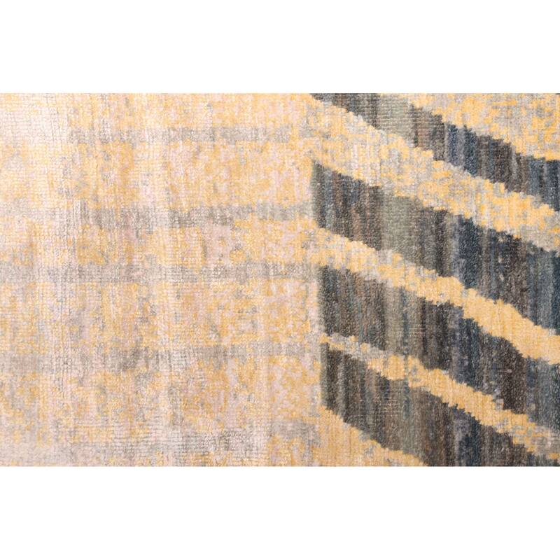 ECARPETGALLERY Hand-knotted Legacy Dark Grey, Light Gold Silk, Wool Rug - 9'10 x 14'0