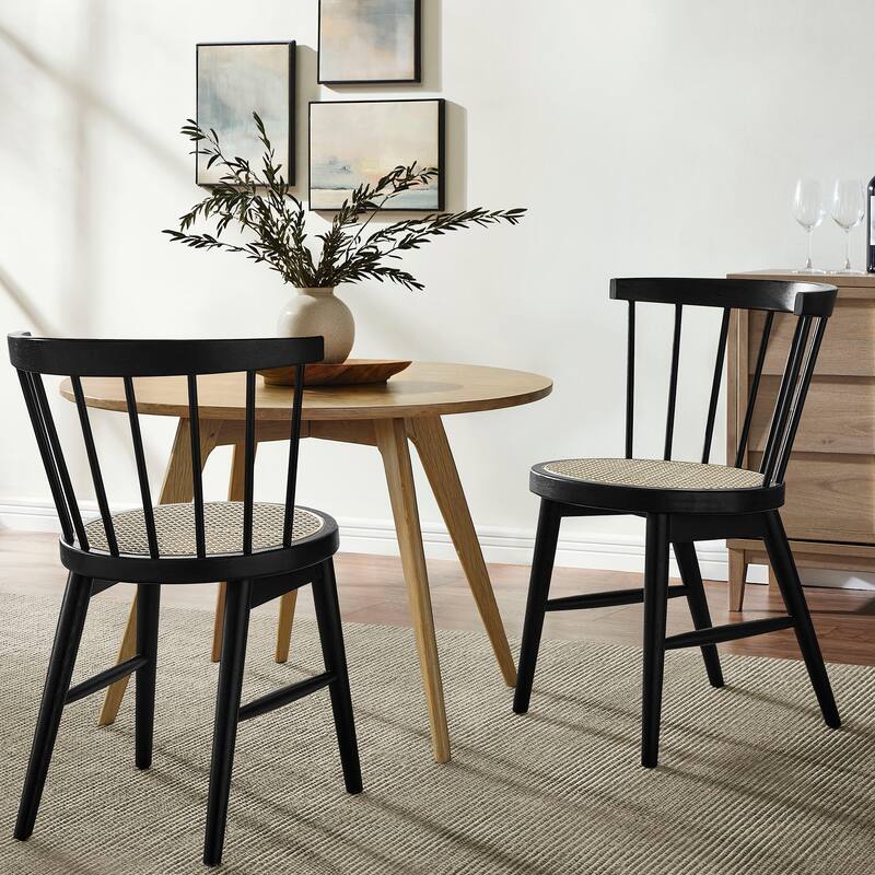 Lykke Curved Spindle Back Dining Chairs Set of 2 - Black