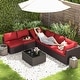 preview thumbnail 16 of 62, EROMMY 6/7 Piece Modular Outdoor Rattan Sofa Set, All-Weather Wicker Patio Furniture with Storage Table, Cushions & Pillows