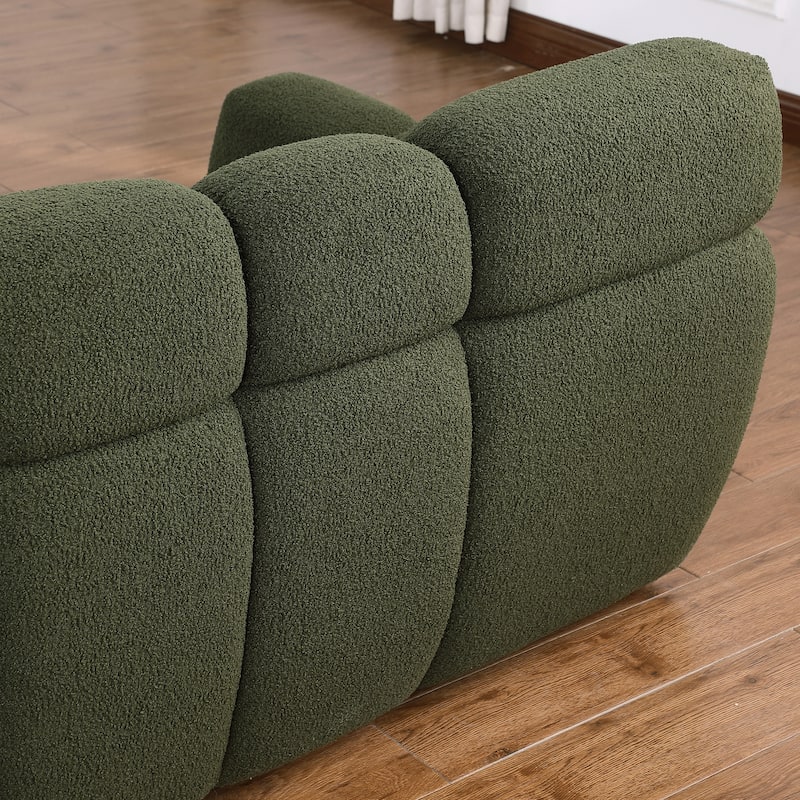 64.96 length ,35.83" deepth ,human body structure for USA people, marshmallow sofa,boucle sofa ,2 seater, BEIGE BOUCLE