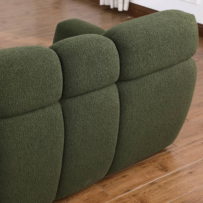 2-Pieces Boucle 5-Seat Sofa Set (3-Seater + Loveseat) with Marshmallow Cushions & Ergonomic Design