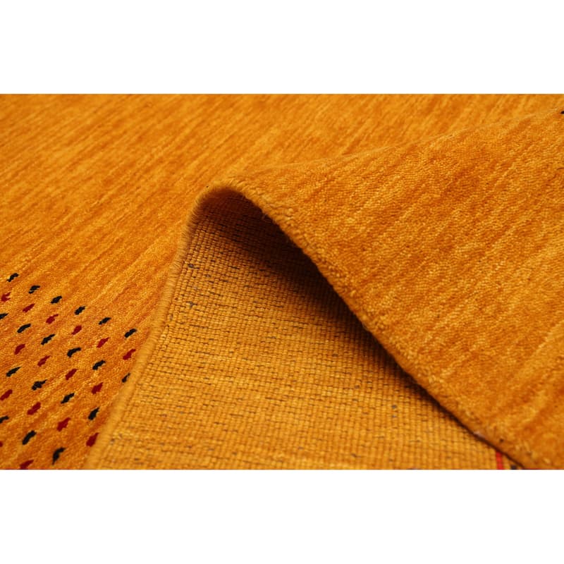 ECARPETGALLERY Hand Loomed Kashkuli Gabbeh Dark Gold Wool Rug - 8'4 x 9'7