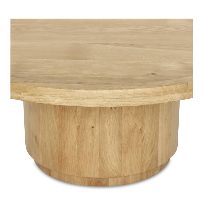 NADAAL STUDIOS Solin Coffee Table, Round Tray Top with Recessed Base, Natural Oak