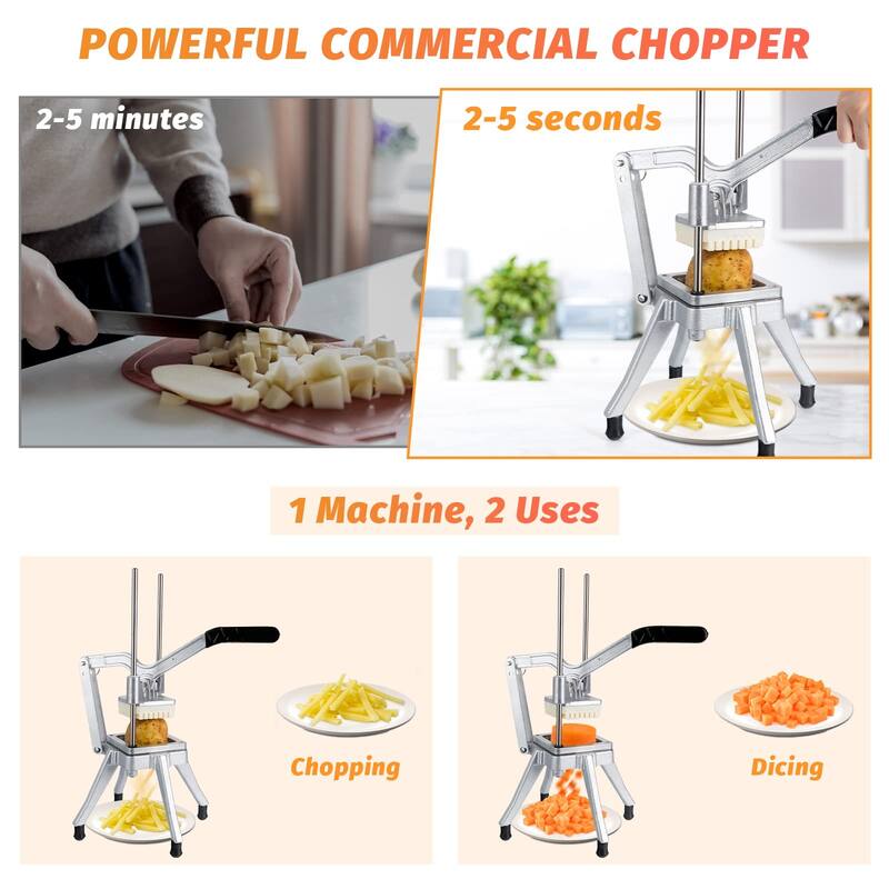 Commercial Vegetable Chopper w/4 Replacement Blades Stainless Steel French Fry Cutter Onion