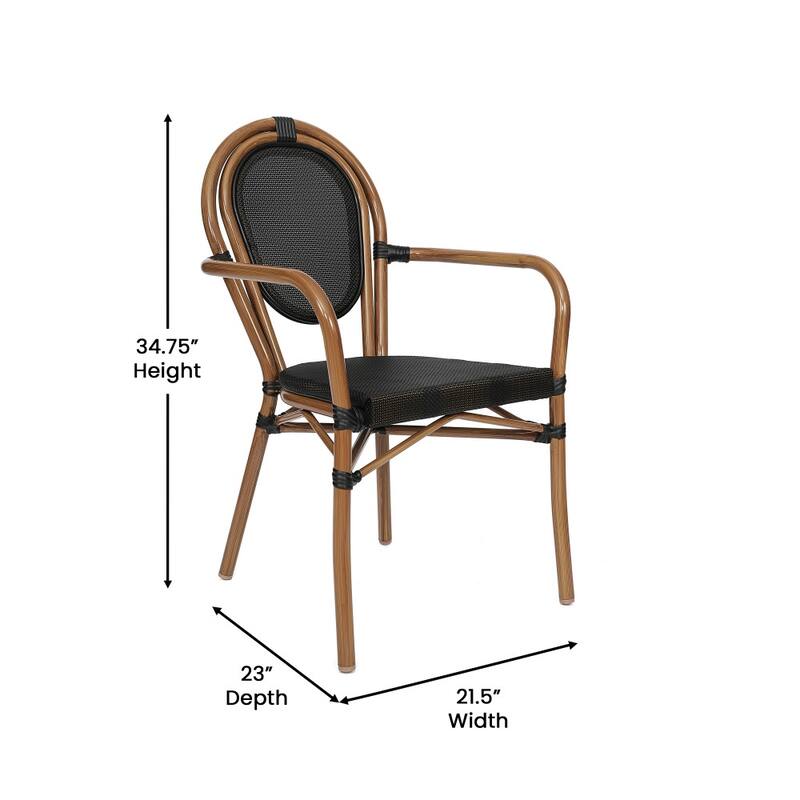 4 Pack All-Weather Commercial Paris Chairs with Arms and metal Frames