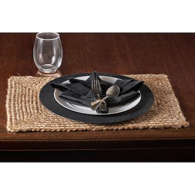 Ox Bay Jute Solid Placemat, Set of Four, Tan and Natural, 1'1" x 1'7" - 1'-1" X 1'-7"