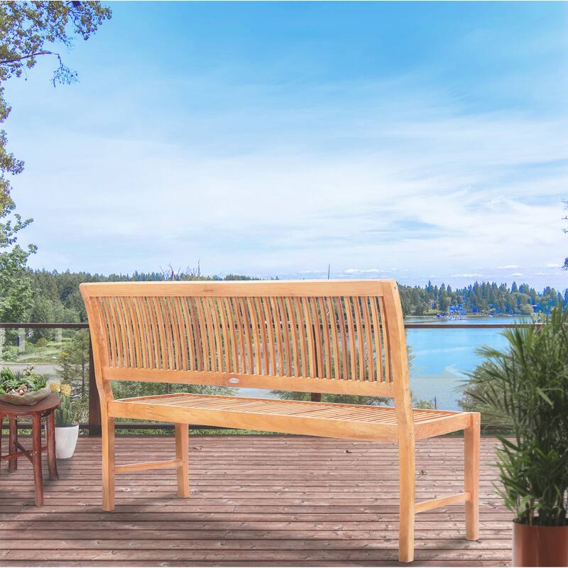 Chic Teak Castle Outdoor Teak Wood Patio & Garden Bench without Arms, 5 foot