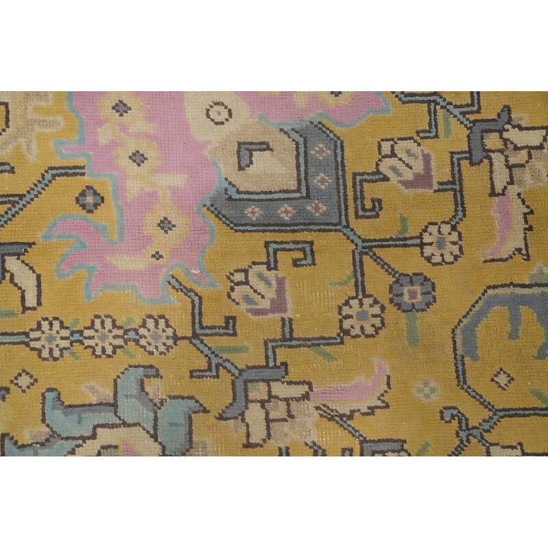 Hand Knotted Oriental 100% Wool Carpet Traditional Floral Yellow & Gold Tabriz Area Rug - 11' 2'' X 8' 0''