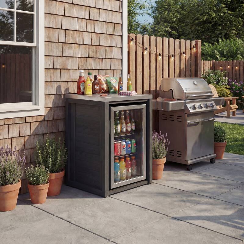 Modular Outdoor Kitchen Island Set, 100% Solid Wood BBQ Cabinet , Patio Kitchen Bar Table