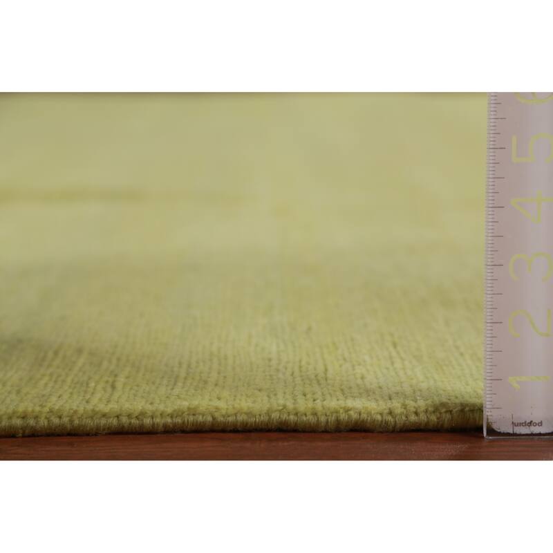 Hand Knotted Oriental 100% Wool Carpet Modern Solid Green Gabbeh Area Rug - 14' 0'' X 10' 1''