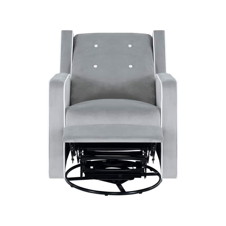 Octavia Solid Wood Microfiber Swivel Glider Rocker Recliner Chair, For Living Room, Bed Room