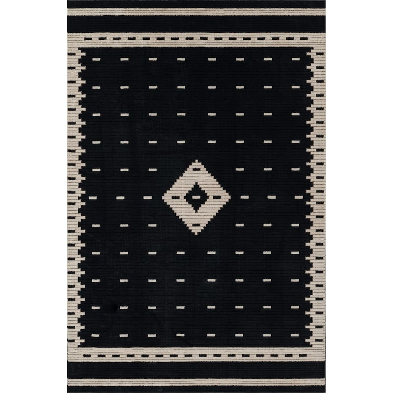 Momeni Noho Polyester Geometric Area Rug - 9' 3" x 12' 6" - Black - Runner/Rectangle