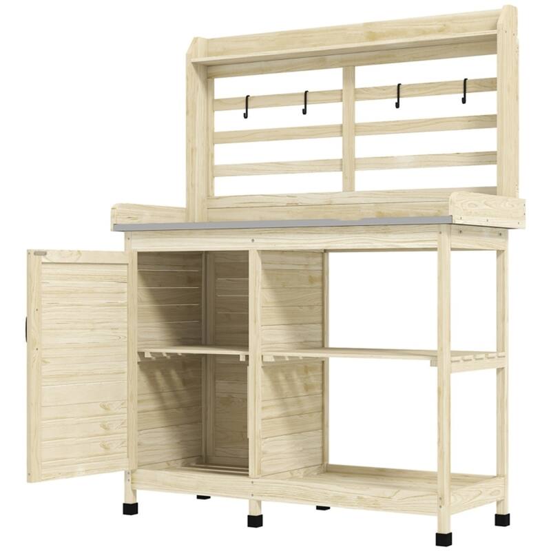 Outdoor Garden Workstation with Storage Shelves for Tools and Plants - 44.1" L x 18.5" W x 57.5" H