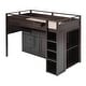 preview thumbnail 8 of 7, Espresso Twin Size Pine Wood Loft Bed with Rolling Cabinet and Desk, Storage Stairs, Full-Length Guardrail