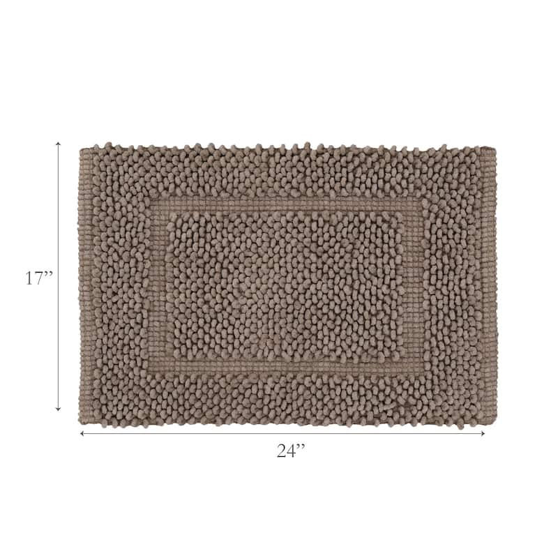 Sophie Border Ultra-plush Chenille Non-Slip Cotton Bath Mat