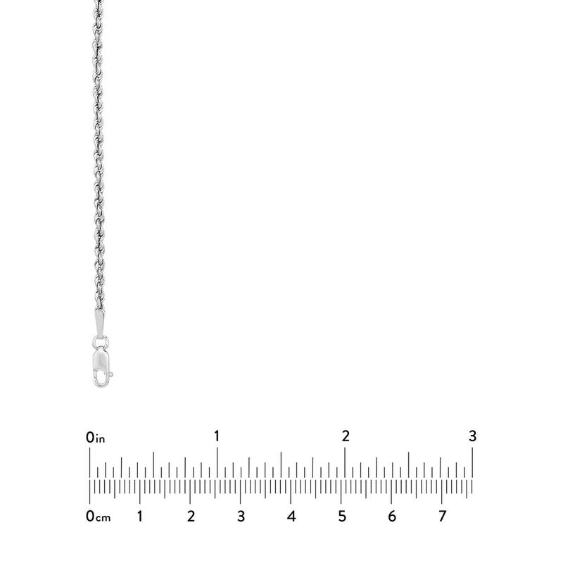 Curata 10k White Gold 2mm Hollow Rope Chain Necklace (Lobster)
