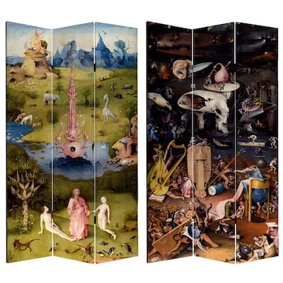 Double Sided Garden of Delights 7-foot Tall Canvas Room Divider