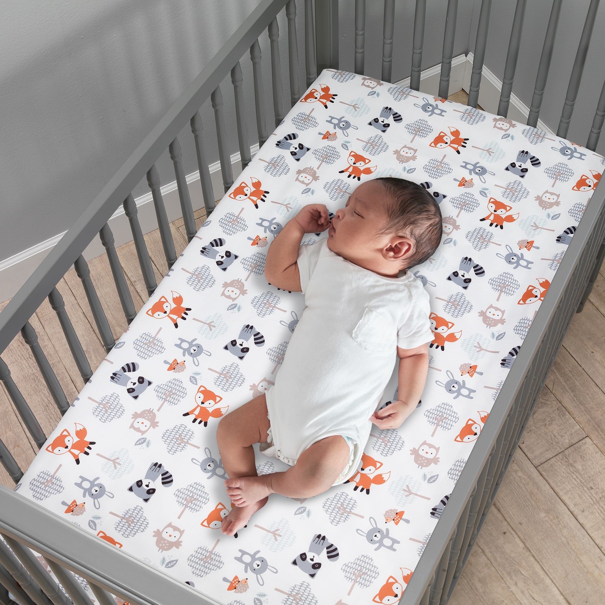 Bedtime Originals Woodland Friends Fox Owl Raccoon Fitted Crib