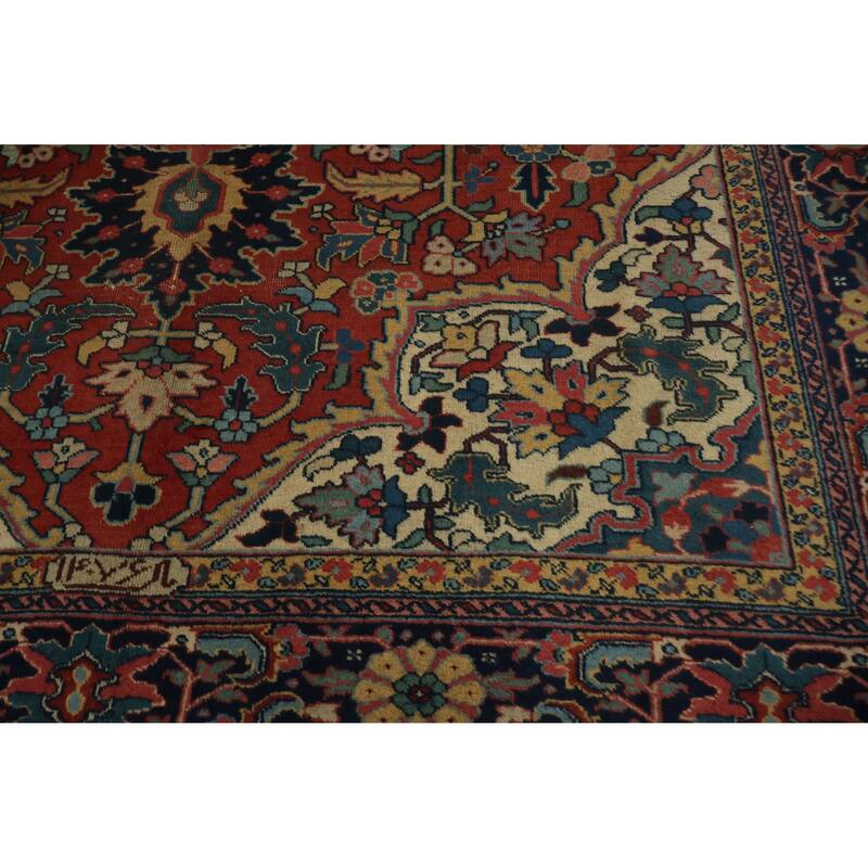 Hand Knotted Oriental 100% Wool Carpet Traditional Medallion Oranges & Rust Heriz Area Rug - 11' 2'' X 8' 2''
