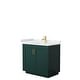 preview thumbnail 145 of 168, Miranda Single Vanity Set, Cultured Marble Top, No Mirror 36-Inch Single - Green, Gold Trim, White Cultured Marble Top