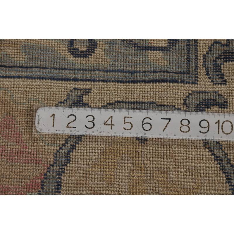 Hand Knotted Oriental 100% Wool Carpet Transitional All-Over Beige & Ivories Oushak Area Rug - 11' 9'' X 8' 10''