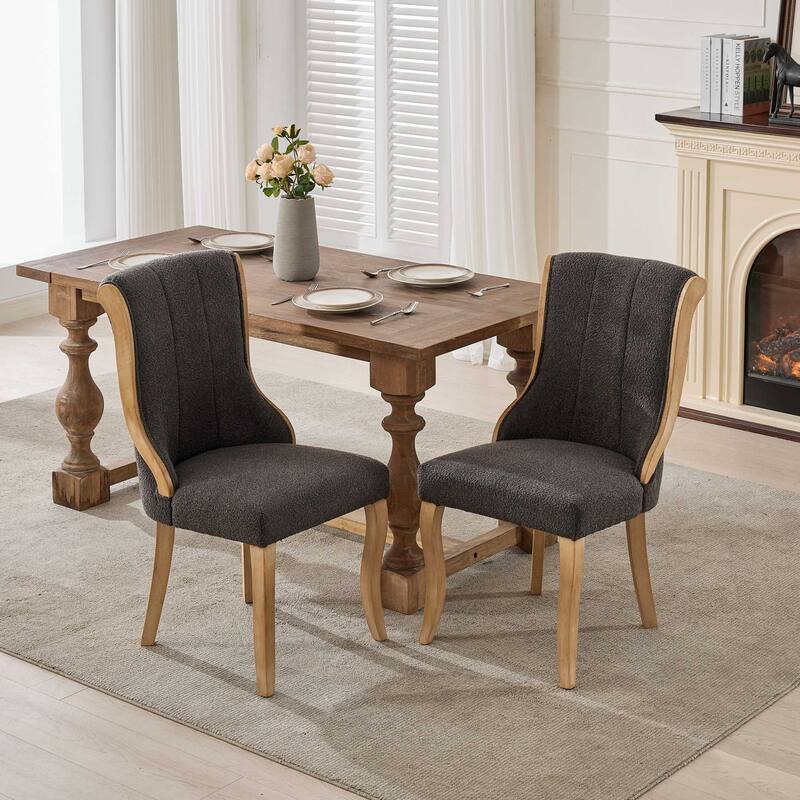 Set of 2 Mid-Century Velvet Dining Chairs with Sculpted Legs