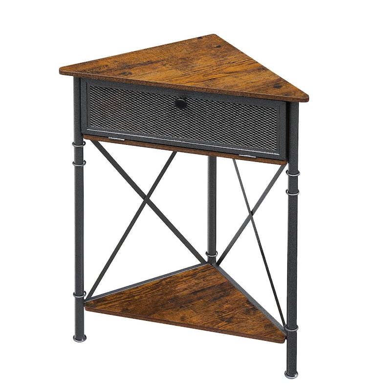 VECELO Modern Side Table Corner Tables with 3-Tier Storage Shelves