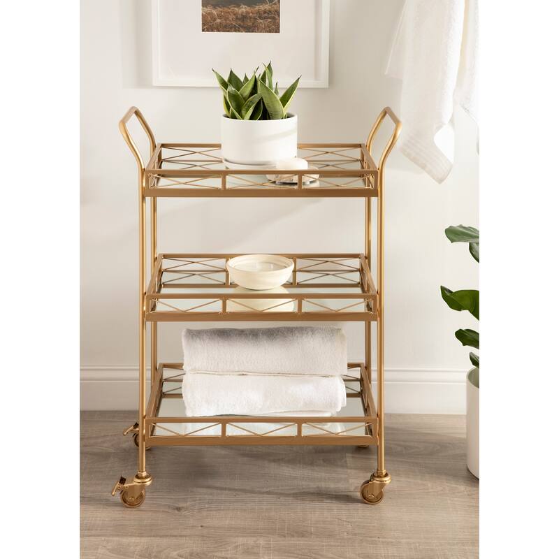 Kate and Laurel Ketia Metal and Glass 3-tiered Tray Bar Cart