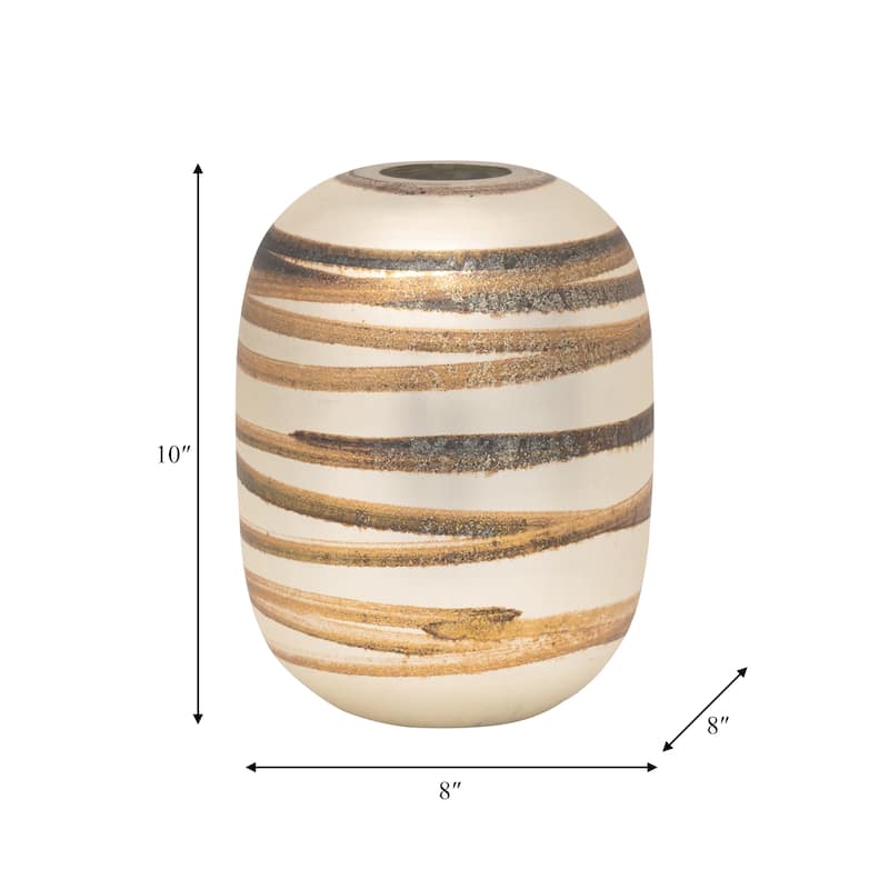 Sagebrook Home Glass Gold Cylinder Antique Ring Vase