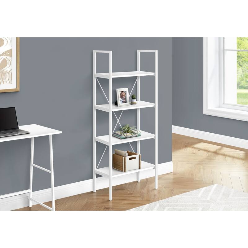 Modern 4 Tier Bookshelf, Contemporary 48"H Metal Frame Bookcase, for Living room Office, Bedroom