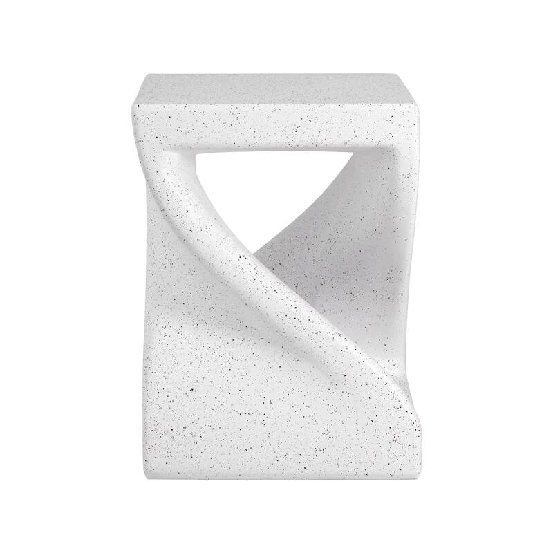 Christopher Knight Home - Modern 13.39'' Twisted Pedestal MGO Side Table for Indoor and Outdoor Use - 13.39"W/White Marble
