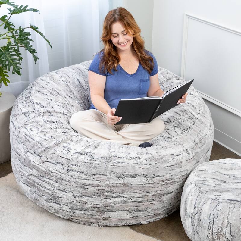 Jaxx 5 Foot Saxx Bean Bag Chair and Lounger for Adults - Synthetic Fur