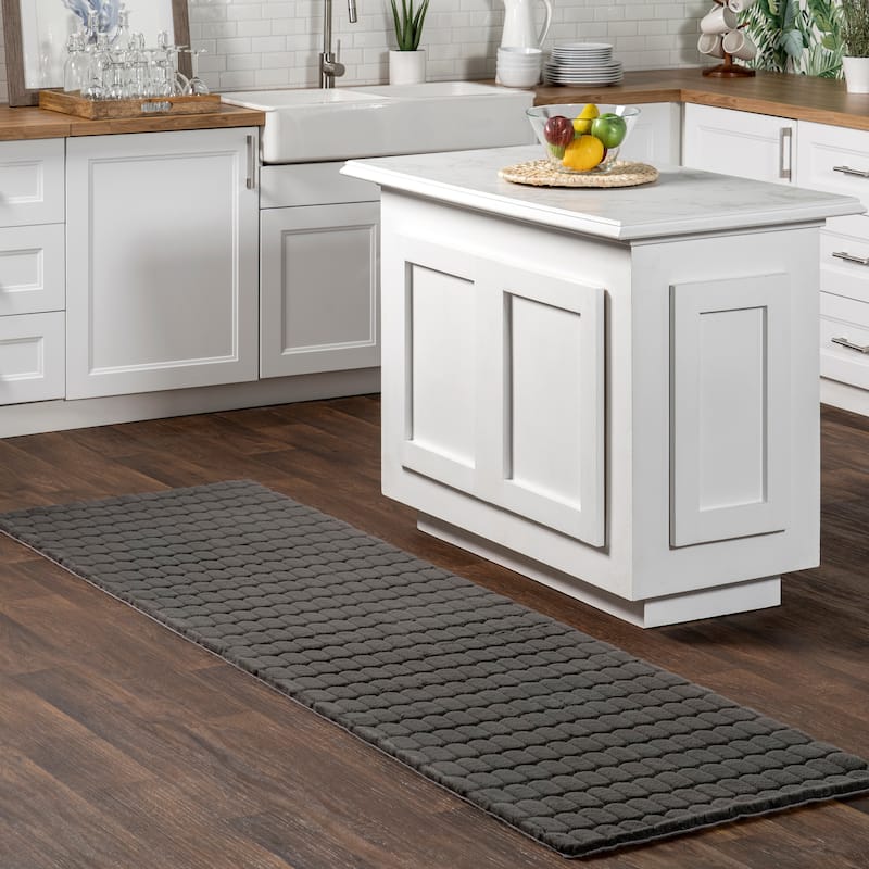 Nuloom Nia SuperiorWash Tile Faux Rabbit Machine Washable Area Rug - 2' 6" x 8' - Charcoal - Runner