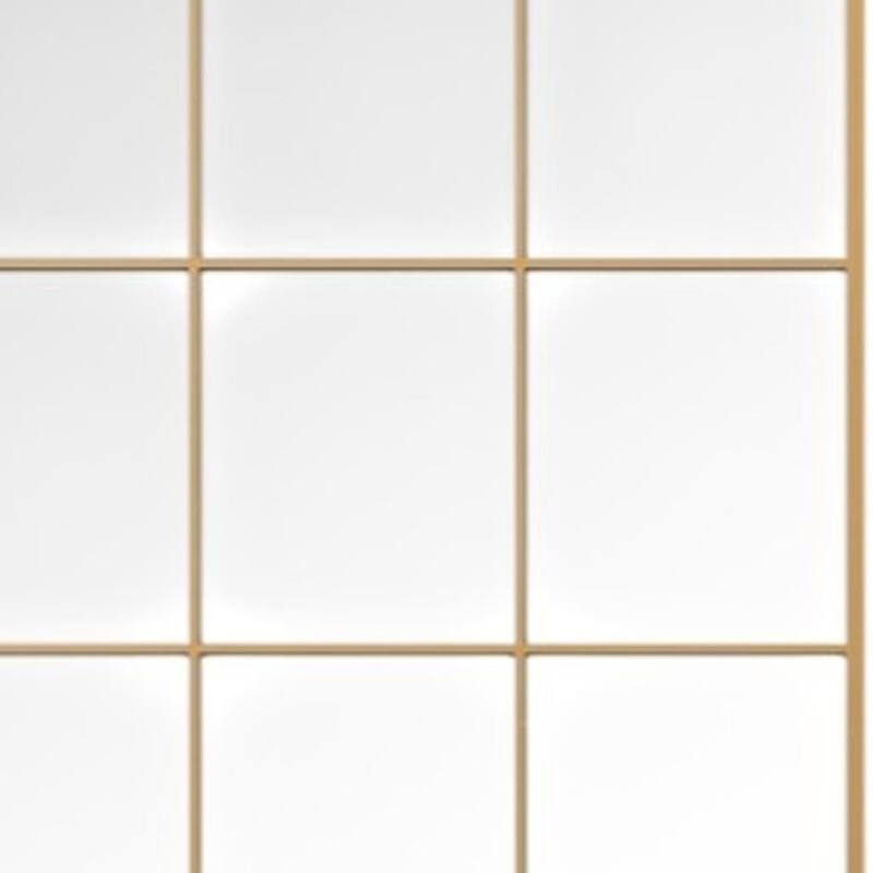 HomeRoots 69" Gold Iron Window Pane Geometric Framed Full Length Hanging Mirror - 30.00 in. x 69.00 in. x 1.05 in.