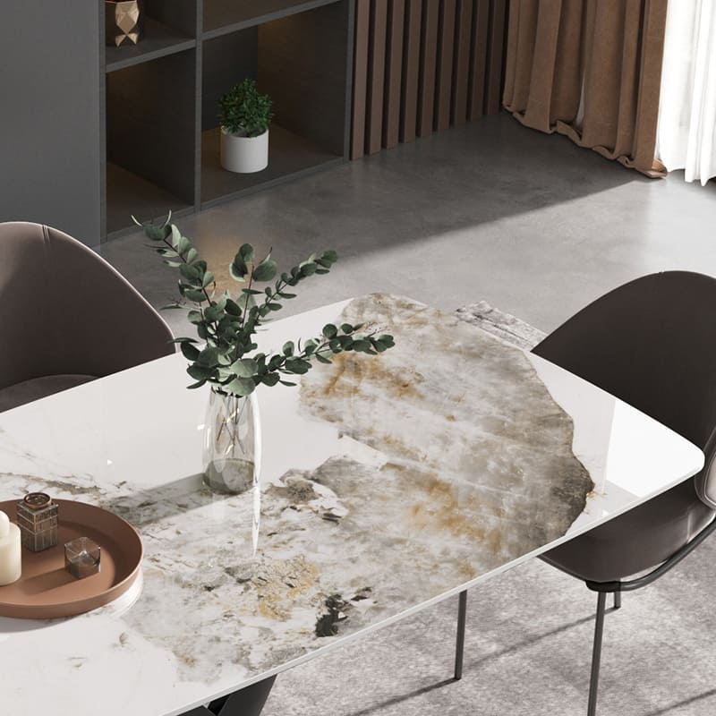 71'' Modern Artificial Marble Dining Table with Carbon Steel Base