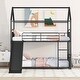 preview thumbnail 4 of 14, Black Twin over Twin Metal Bunk Bed with Slide & Roof