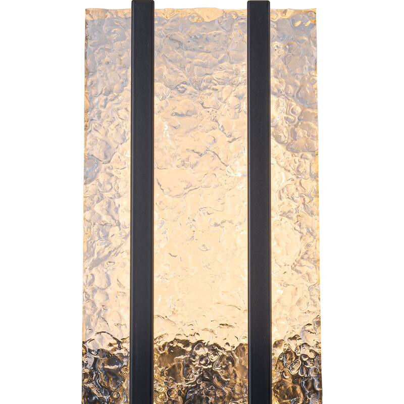Black Metal Rectangular Water Pattern LED Dimmable Wall Sconce