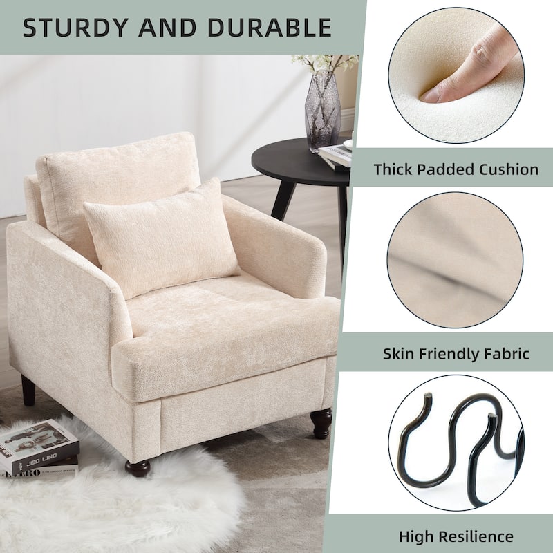 HOMEFUN Wood Frame Armchair, Modern Accent Chair Lounge Chair for Living Room