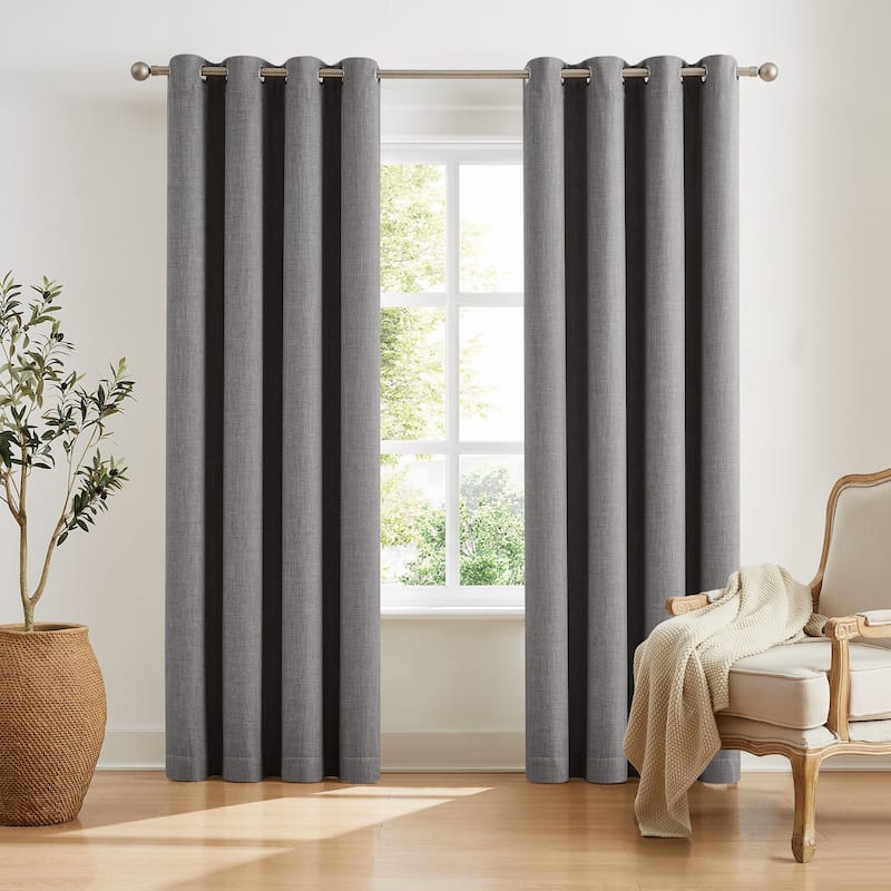 Sun Barrier Snap In Blackout Liner Grommet Panel Pair - (2) 52x95 - 95 Inches - Grey