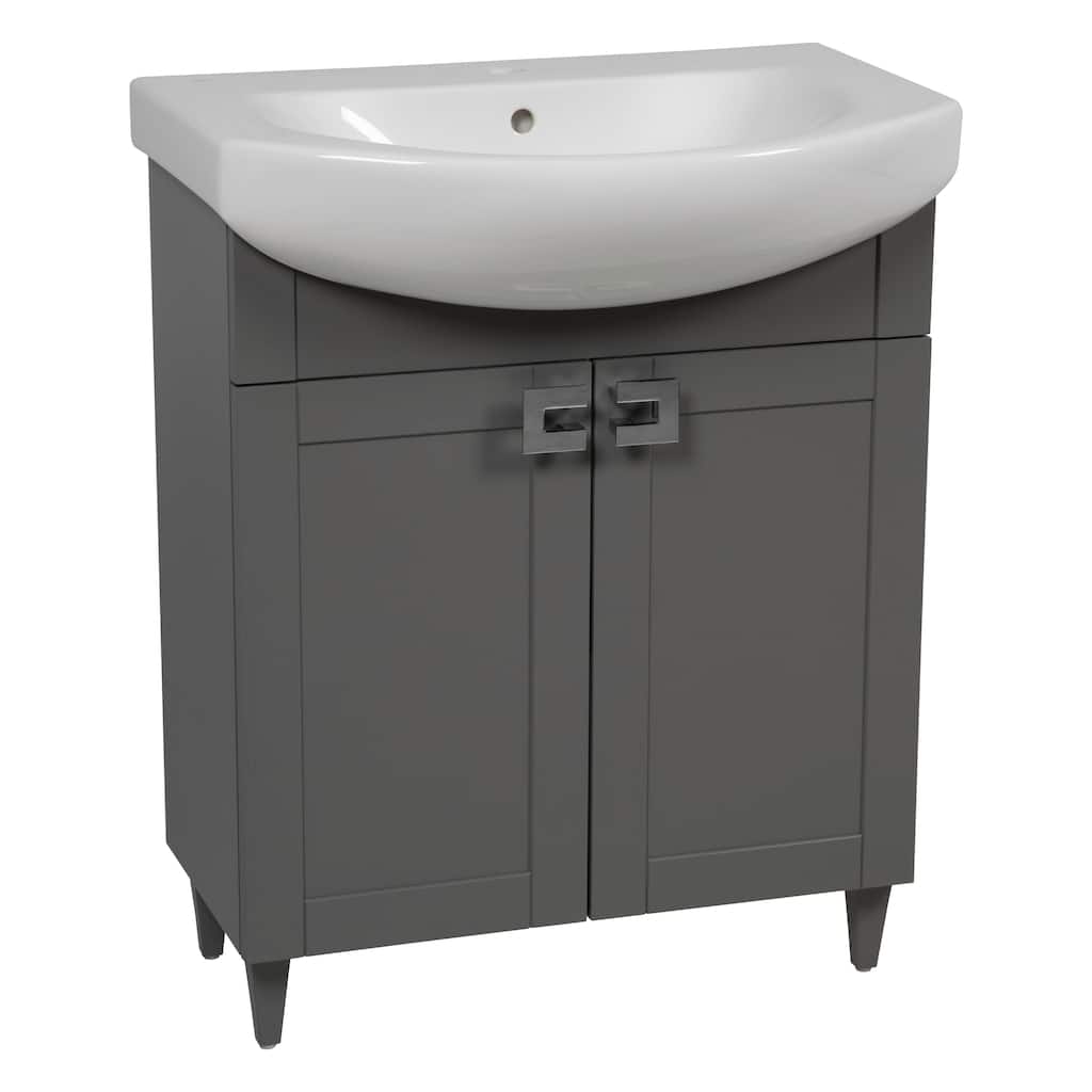 Modern Free standing Bathroom Vanity with Washbasin Woodmix Gray Matte Non-Toxic MDF-26"-Olimpia Grey Matte 26"