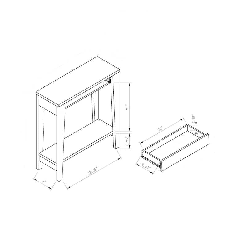 Modern Wooden Console Table,Sofa Table with Open Shelf - Grey - Wood